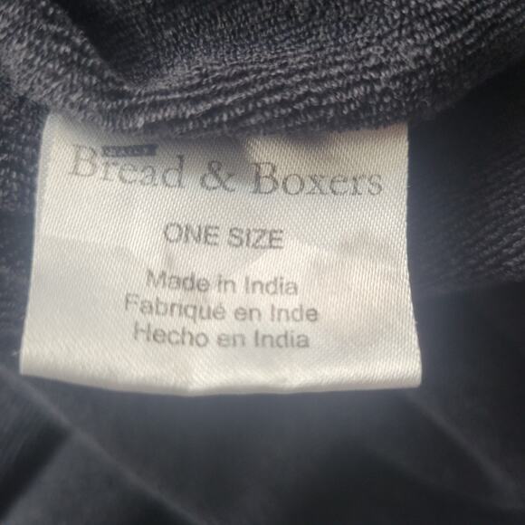 Bread & Butter Men's Hooded Robe Waffle Knit Black One Size - Picture 6 of 7